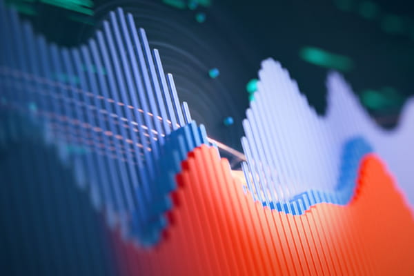 Blue and Coral stock market graphic